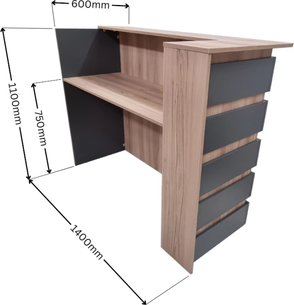 Flatpack DIY Duke Reception Desk Office Table – Sahara & Storm Grey - Image 3