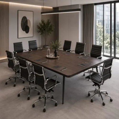 QandAHome Sterling Executive Boardroom Conference Table – Dark Walnut, Chair Included