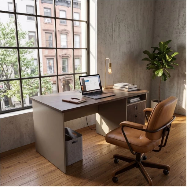 Decorum & Co. Study Desk with Storage Study Table – Brown - Image 4