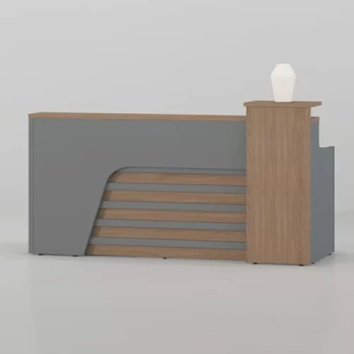 GOF Furniture TC-67820 Reception Desk Office Table – Walnut, Grey