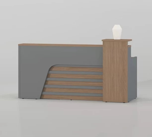GOF Furniture TC-67820 Reception Desk Office Table – Walnut, Grey