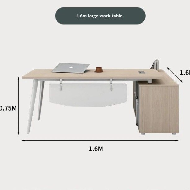 HOD Vero Office Desk Office Table – Light Brown, White - Image 2