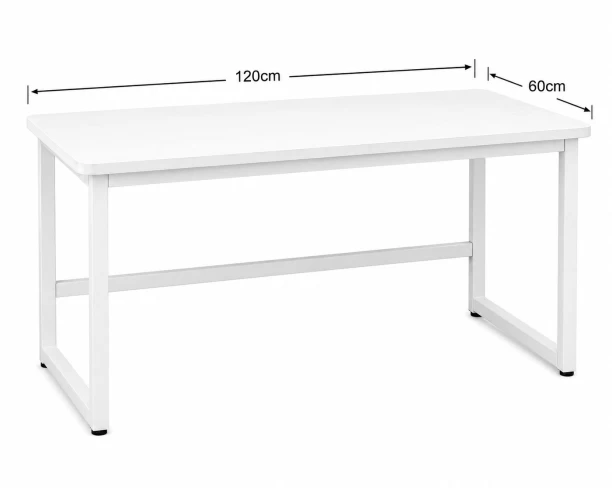 Sub Urban Decor White Workstation Desk with Steel Frame Multipurpose Table - Image 2