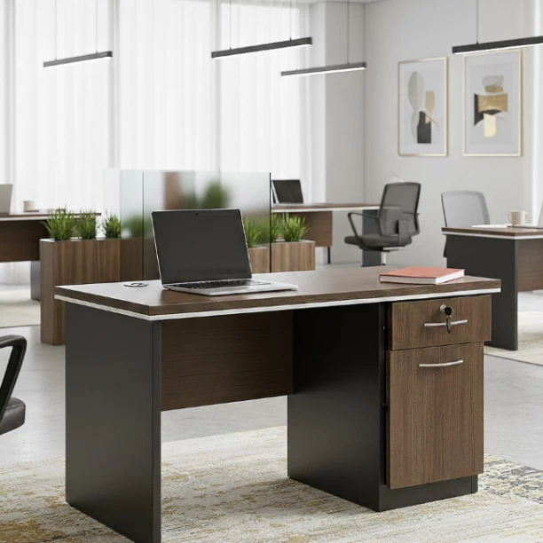 Home Office Dynamics Windy Modern 1.2m Desk Office Table – Brown