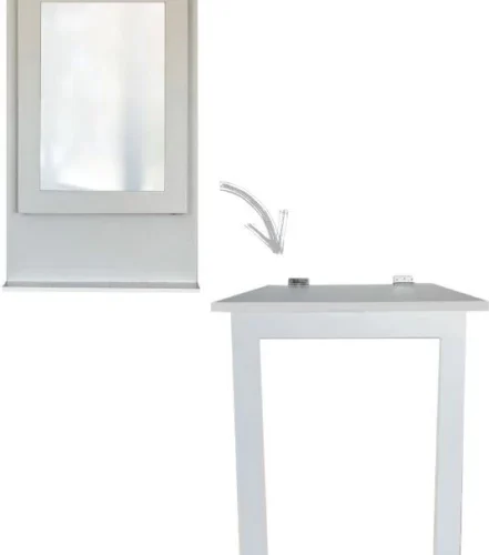 Spacesave Fold Up Wall Mounted Desk & Mirror 100x60cm Multipurpose Table – White