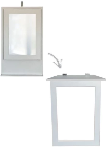Spacesave Fold Up Wall Mounted Desk & Mirror 100x60cm Multipurpose Table – White