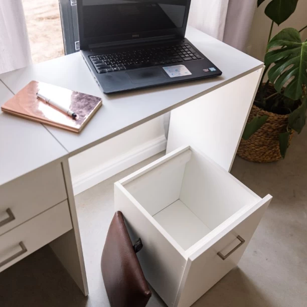 SpaceSave Fold Up Desk & Mirror Multipurpose Table – Beige - Image 3