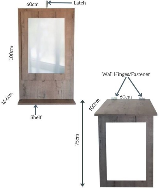 SpaceSave Fold Up Wall Mounted Desk & Mirror 100x60cm Multipurpose Table – Rustic Wood - Image 4