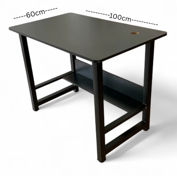 Sub Urban Decor Student Desk Computer Workstation with Shelf Study Table – Black - Image 2