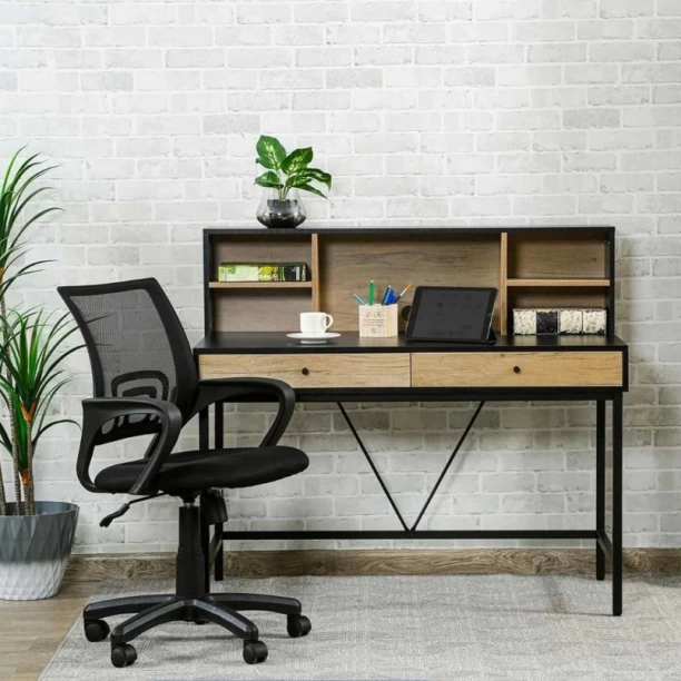 VIVIDITTO West Town Home Office Desk with Storage Office Table – BLACK - Image 2