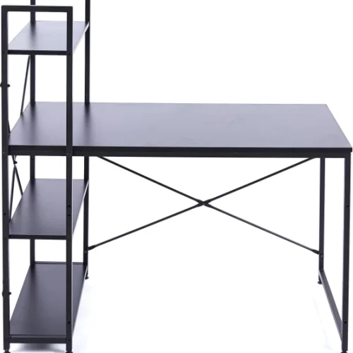 RSQQAV 1.2m Computer Desk with Reversible Bookshelf Unit – Modern 2-in-1 Study Table & Home Office Workstation Multipurpose Table – Black