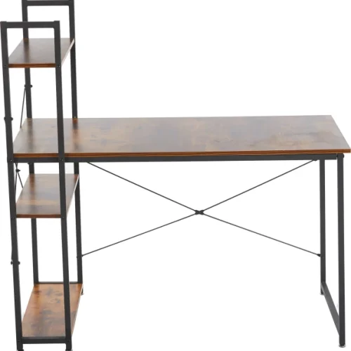 Artisign Computer Desk with Storage Shelves, 47 Inch Home Office Desk, Reversible Bookshelf Design, Study, Gaming & Workstation Desk, Rustic Brown & Black Engineered Wood Computer Desk