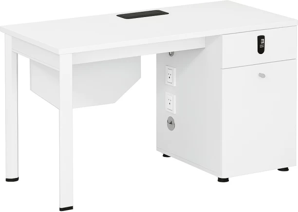 Designer Concepts Pro White Office Desk with Power Ports Office Table - Image 2