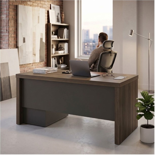 Decorum & Co Executive Desk Office Table – Brown with dark contrasting panels - Image 3