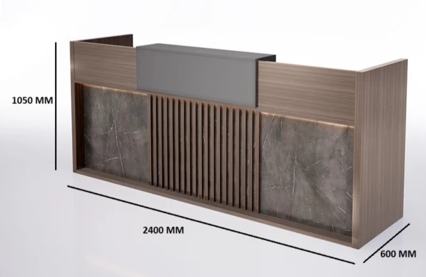 HOD Nova 2.4m LED Reception Desk with Mobile Pedestal Office Table – Brown - Image 3