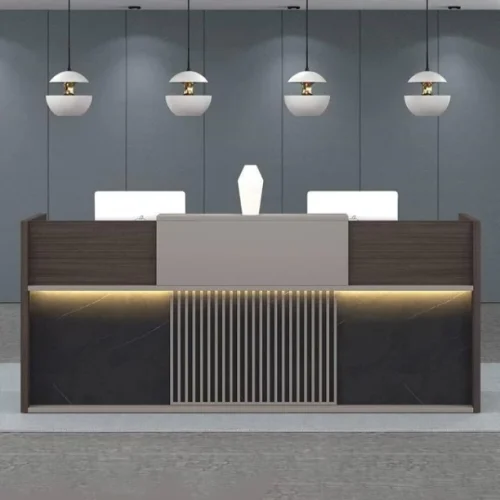 HOD Nova 2.4m LED Reception Desk with Mobile Pedestal Office Table – Brown