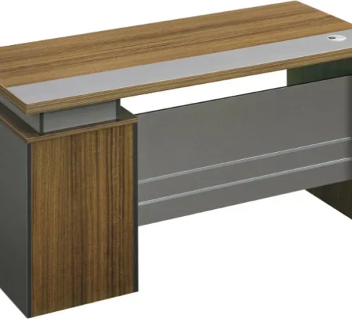 SMTE Modern Executive Office Desk with Cable Port Office Table – Brown