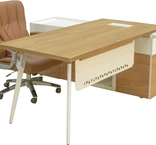 GOF FURNITURE BT618 & 518L Riley Office Desk and Elita Office Chair Office Table – OAK, White, Chair Included