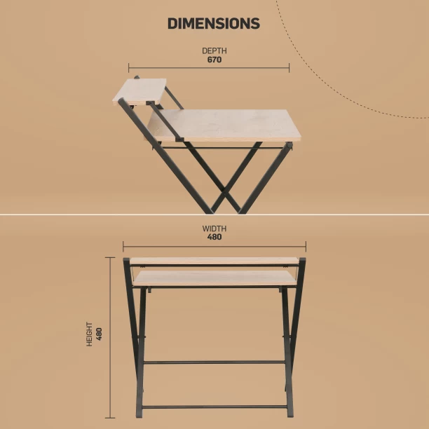 Everfurn Elf Folding Desk Office Table – Light Oak - Image 3
