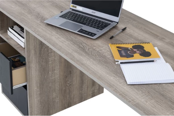 Khalil Mania Morocco Desk Study Table – Dark Wood, Black - Image 3