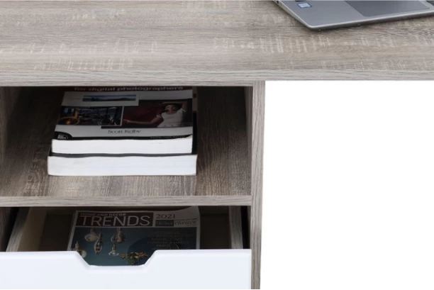 Khalil Mania Morocco Desk Study Table – Light Wood, White - Image 3
