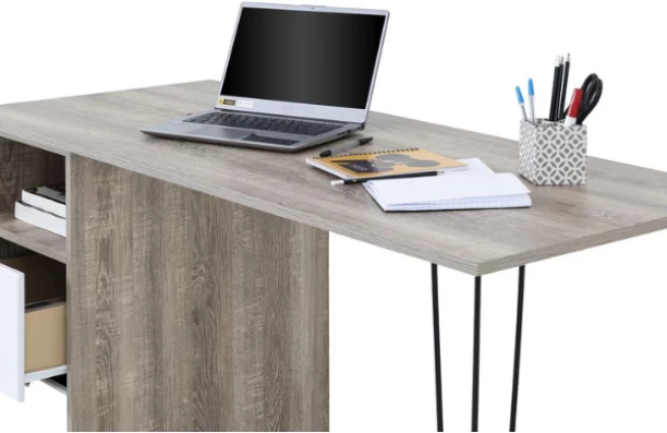 Khalil Mania Morocco Desk Study Table – Light Wood, White - Image 2