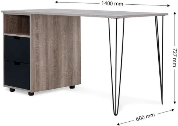 Khalil Mania Morocco Desk Study Table – Dark Wood, Black - Image 4