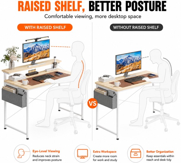 BRENLO COMPUTER DESK Office Table – natural wood - Image 5