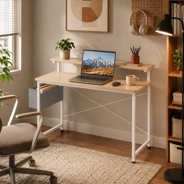BRENLO COMPUTER DESK Office Table – natural wood - Image 7