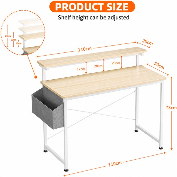 BRENLO COMPUTER DESK Office Table – natural wood - Image 4