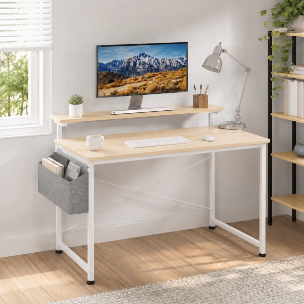 BRENLO COMPUTER DESK Office Table – natural wood - Image 2