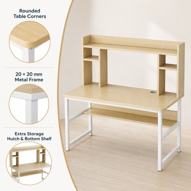 BREBLO yn054 Study Table – natural wood, white - Image 7