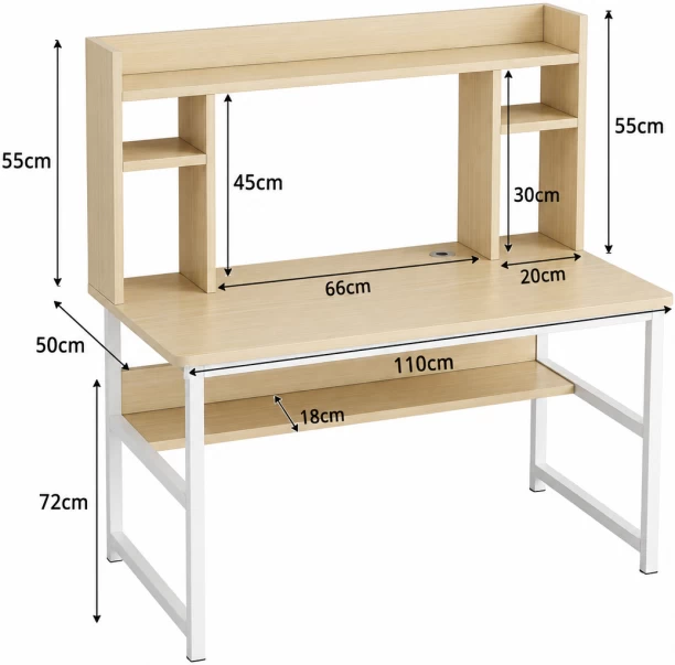 BREBLO yn054 Study Table – natural wood, white - Image 4