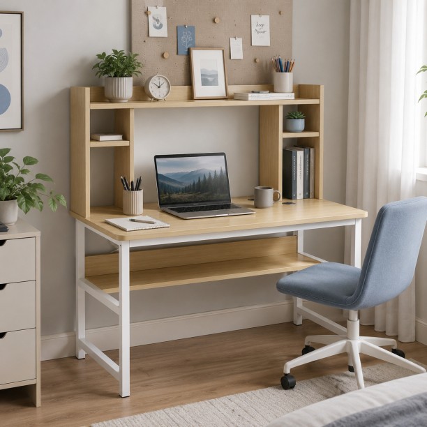 BREBLO yn054 Study Table – natural wood, white - Image 5