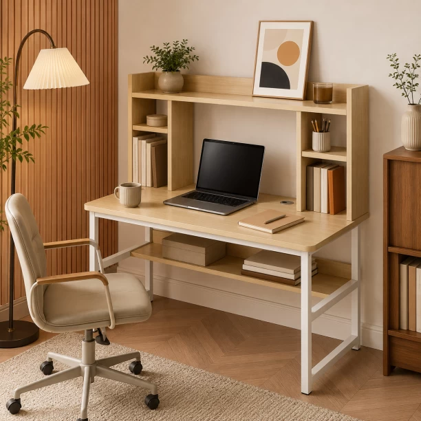BREBLO yn054 Study Table – natural wood, white - Image 3