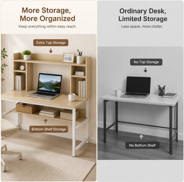 BREBLO yn054 Study Table – natural wood, white - Image 6
