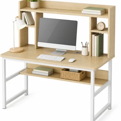 BREBLO yn054 Study Table – natural wood, white