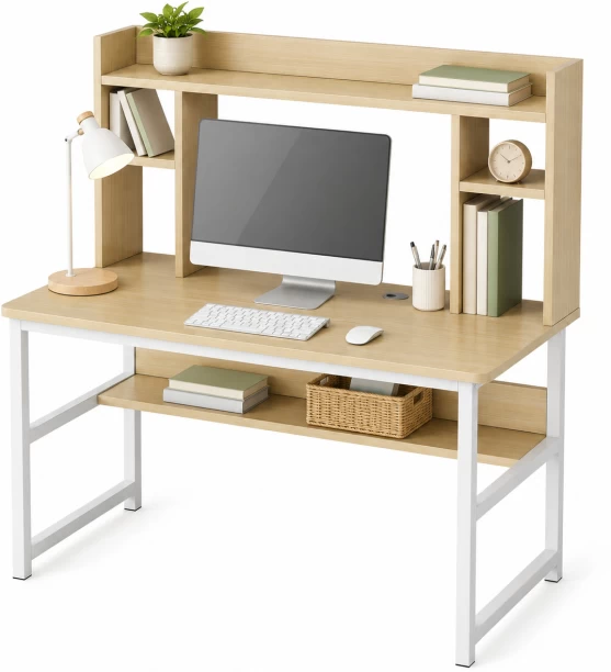 BREBLO yn054 Study Table – natural wood, white