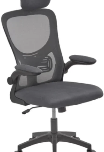Everfurn Kira Office Chair with Headrest - Grey with Black Frame High Back Chair – Grey, Black