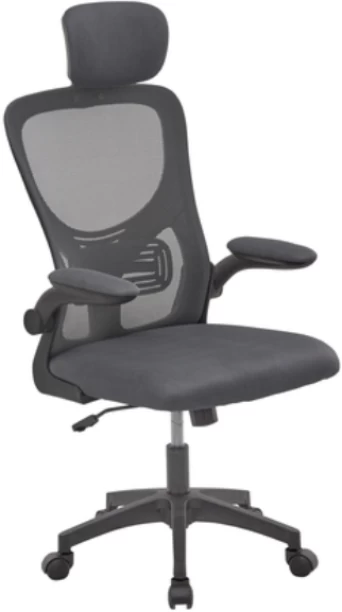 Everfurn Kira Office Chair with Headrest - Grey with Black Frame High Back Chair – Grey, Black