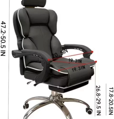 Generic FU9055 Ergonomic Office/Gaming Reclining Retractable Footrest & Adjustable Armrest Office Executive Chair – Black