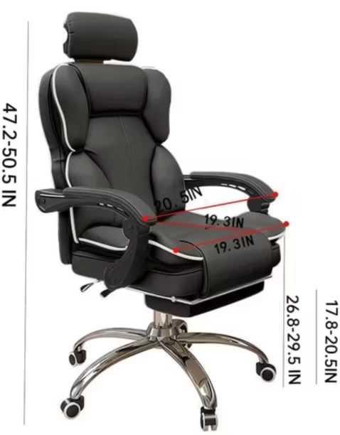 Generic FU9055 Ergonomic Office/Gaming Reclining Retractable Footrest & Adjustable Armrest Office Executive Chair – Black