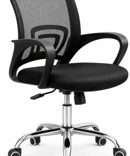 Faith Work Furnishings Mesh Task Chair Office Adjustable Arm Chair – Black