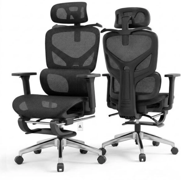 Topika Adjustable Mesh Ergonomic Office Chair With Footrest & 4D Armrests Office Adjustable Arm Chair – Black