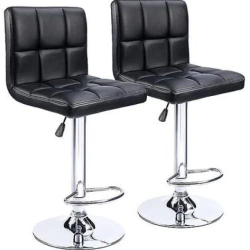 SMTE Bar Stools - Kitchen Counter Chairs - Set of 2 - Black Office Adjustable Arm Chair