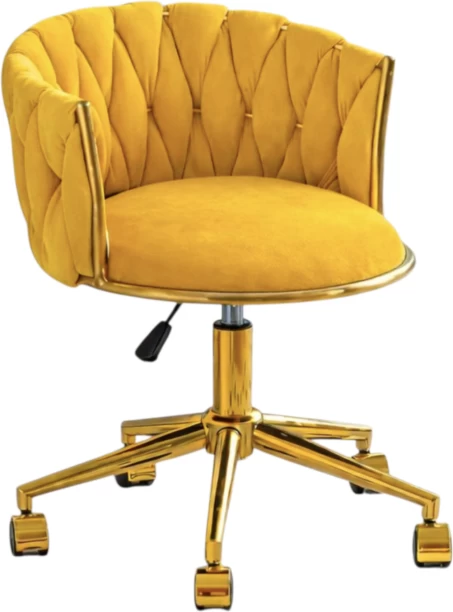 Madala Velvet Vanity Home Office and Makeup Room Chair Mid Back Chair – Yellow