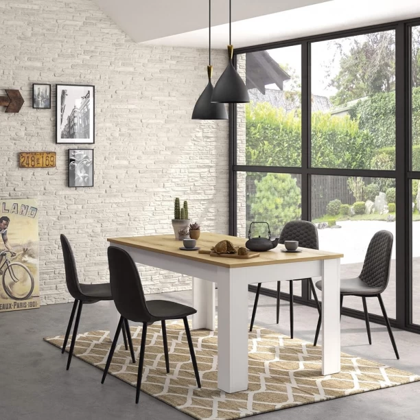 Decorum & Co Seren Two-Tone Dining Table 1200 Multipurpose Table – White, Brown - Image 3