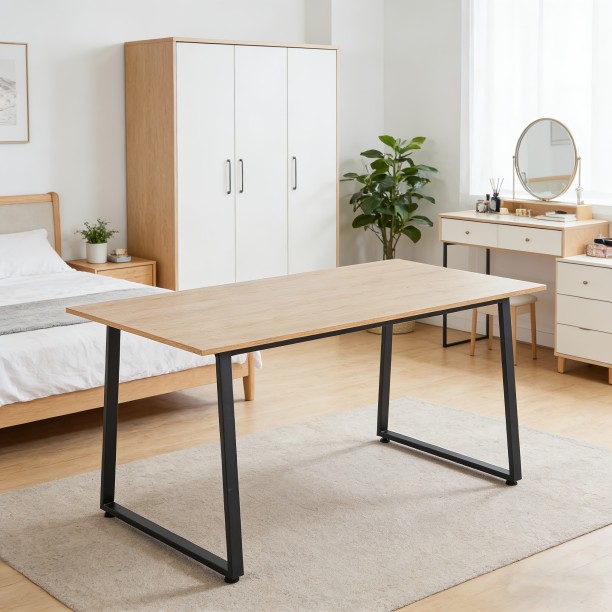 Computer Desk 150cm Wide, Versatile Home Office Study Table, Modern Workstation Desk for Bedroom, Dining & Workspace Office Table – Brown - Image 5