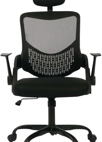 Everfurn Silicon Ergo Office Adjustable Arm Chair – Black