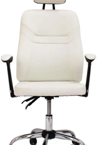 Rex M PU Leather Reclining Office Chair with Head and Arm rests White Office Adjustable Arm Chair